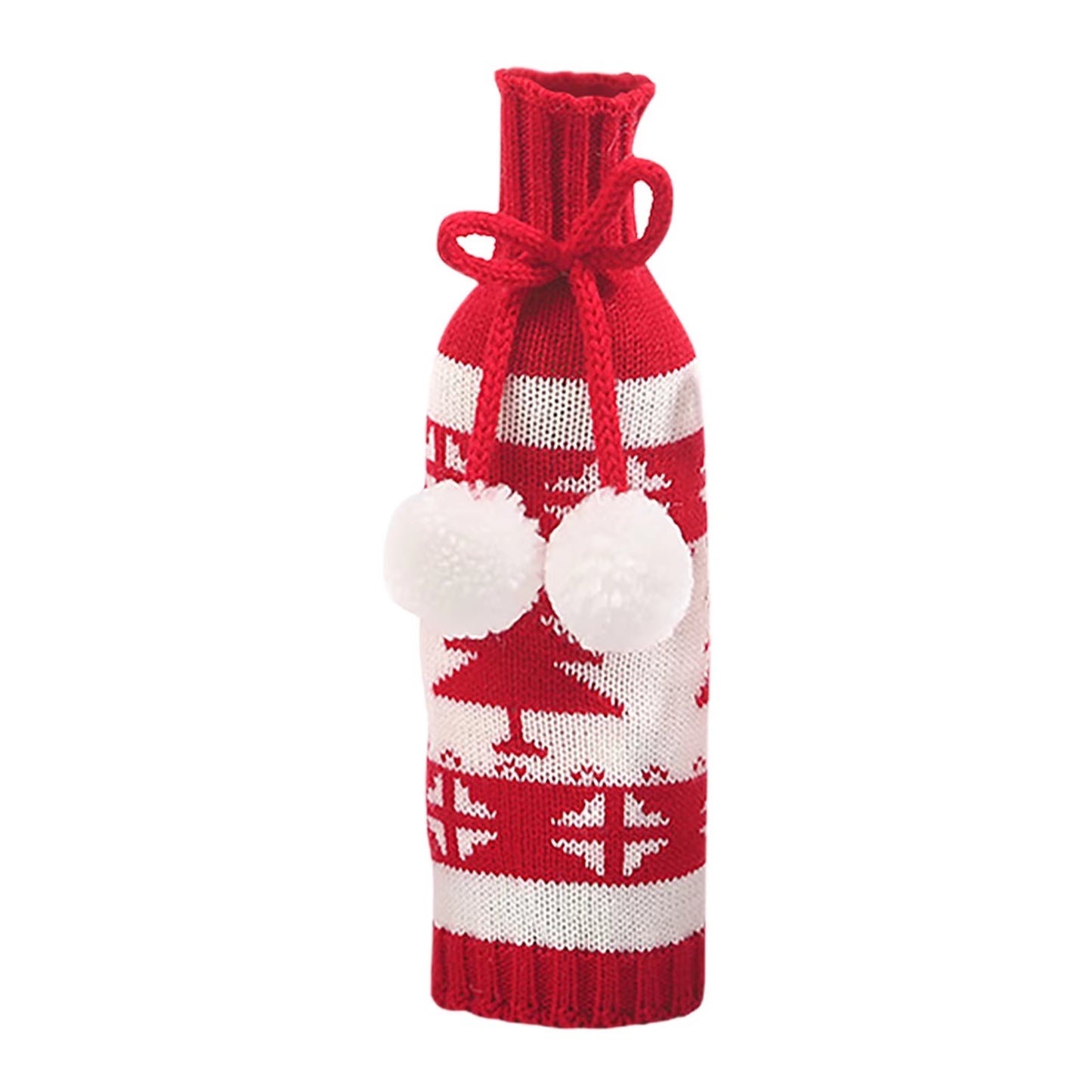 Christmas Ornaments Knitting Wool Hair Bulb Wine Bottle Cover Xmas Decor Wine Bottle Bag for Party Dinner Table Decorations