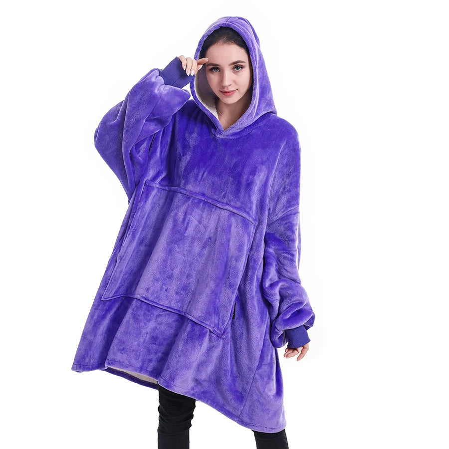 Women Oversized Hoodie Blanket with Sleeves Warm Hoodies Sweatshirts Giant Soft Wearable Blanket Hoodies Women Casaco Feminino