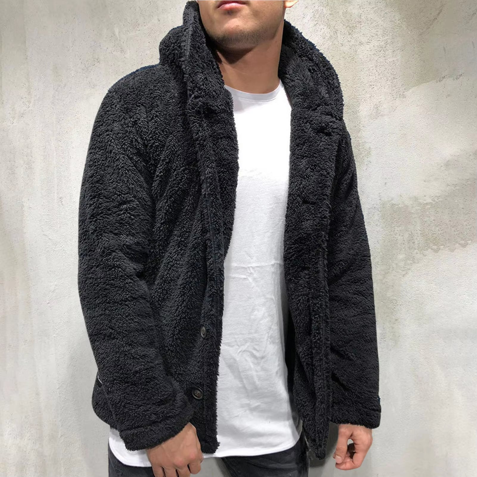 ```Huggable Marshmallow Jacket: The Ultimate Snuggle Suit for Men – Windproof, Fluffy, and Buttoned-Up Like a Cozy Sausage!```