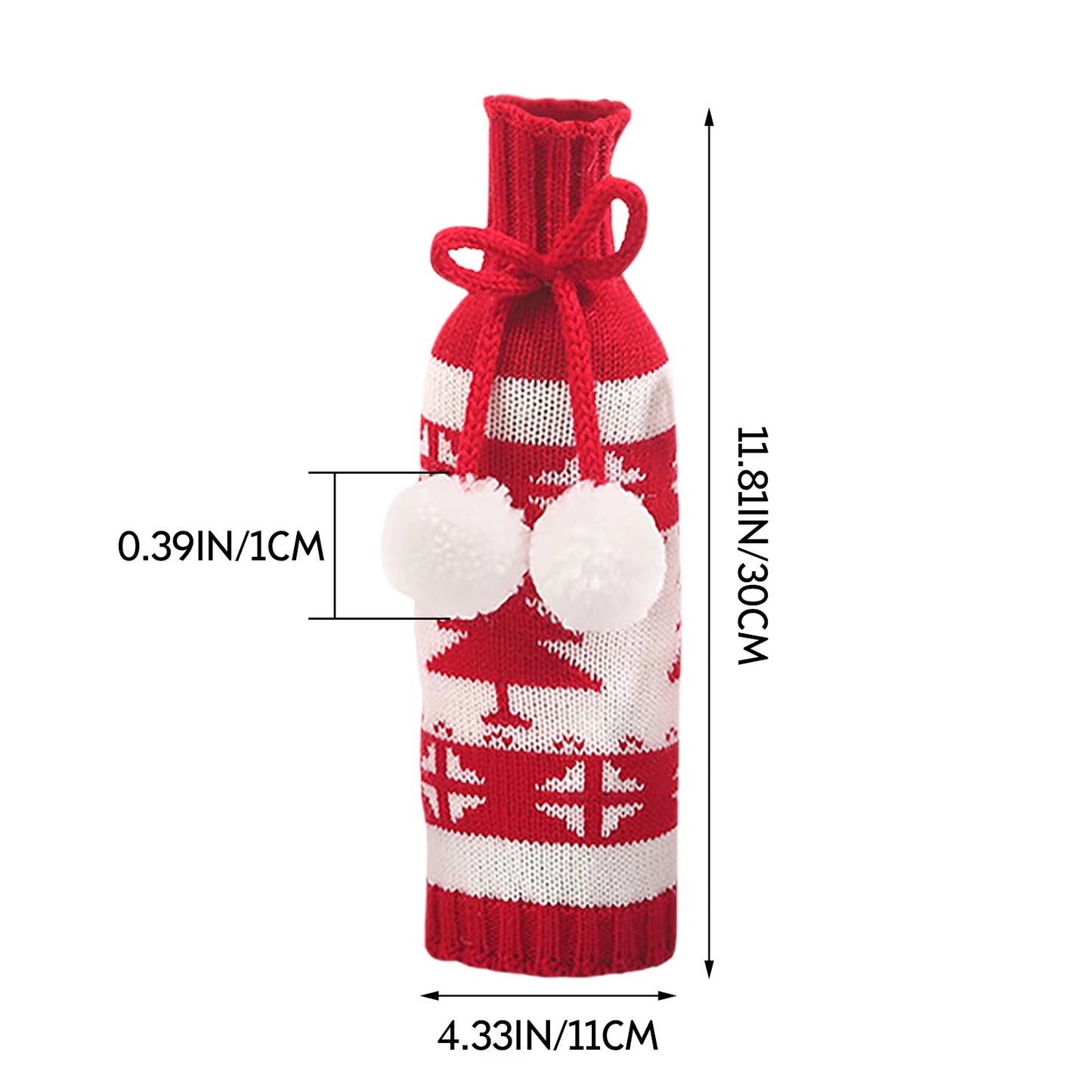 Christmas Ornaments Knitting Wool Hair Bulb Wine Bottle Cover Xmas Decor Wine Bottle Bag for Party Dinner Table Decorations